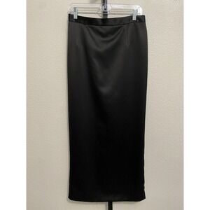 Karen Miller Black Satin Maxi Skirt 12 Capsule Office Old Money Academia